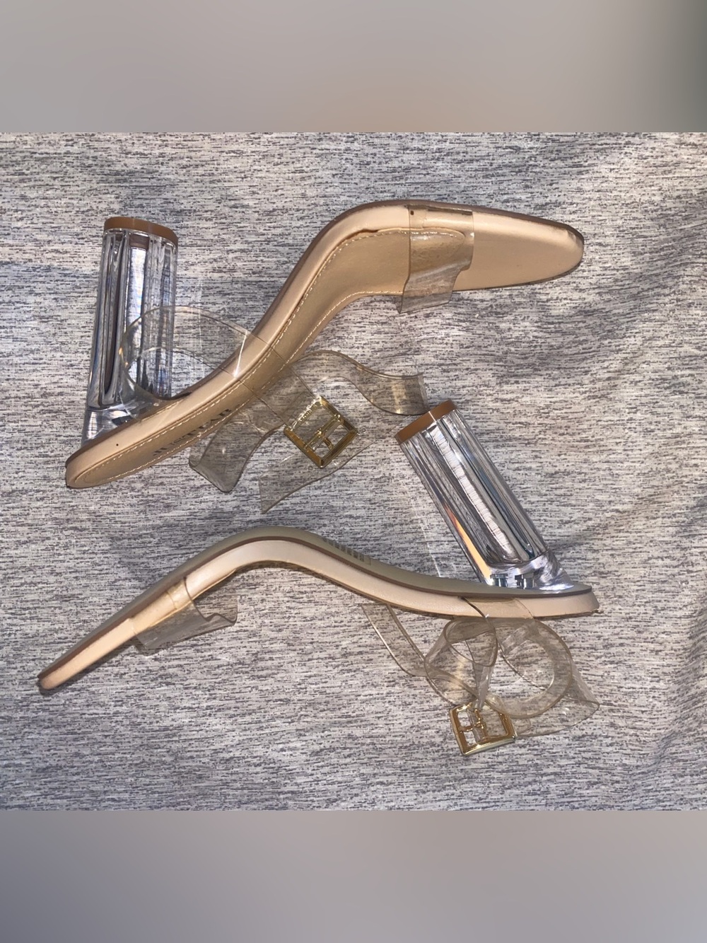 Just fab Clear Strap Gold Accent Women’s Block Heel Sandals